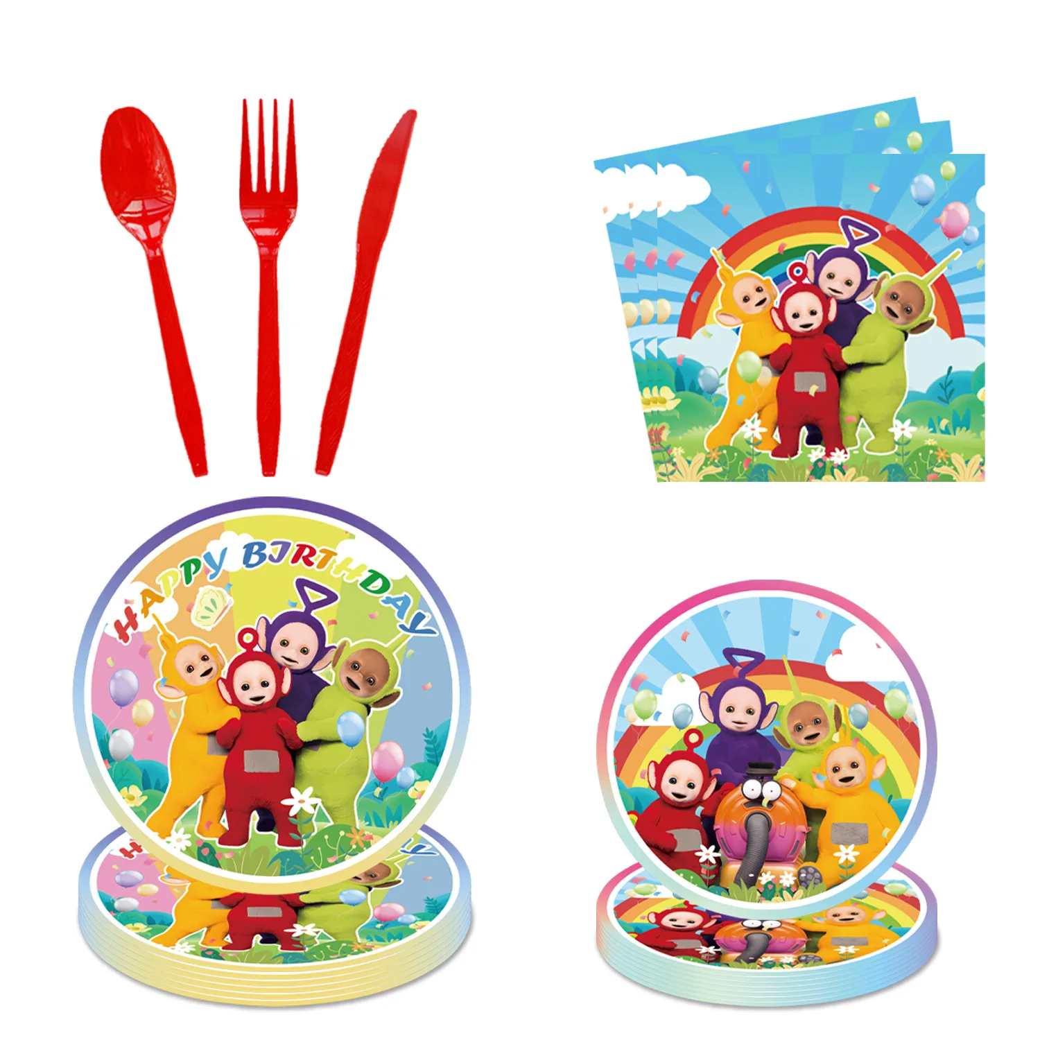 

Teletubbiies Birthday Party Tableware Background Cloth, Party Supplies Cute Style Cute Boys and Girls Background Wall