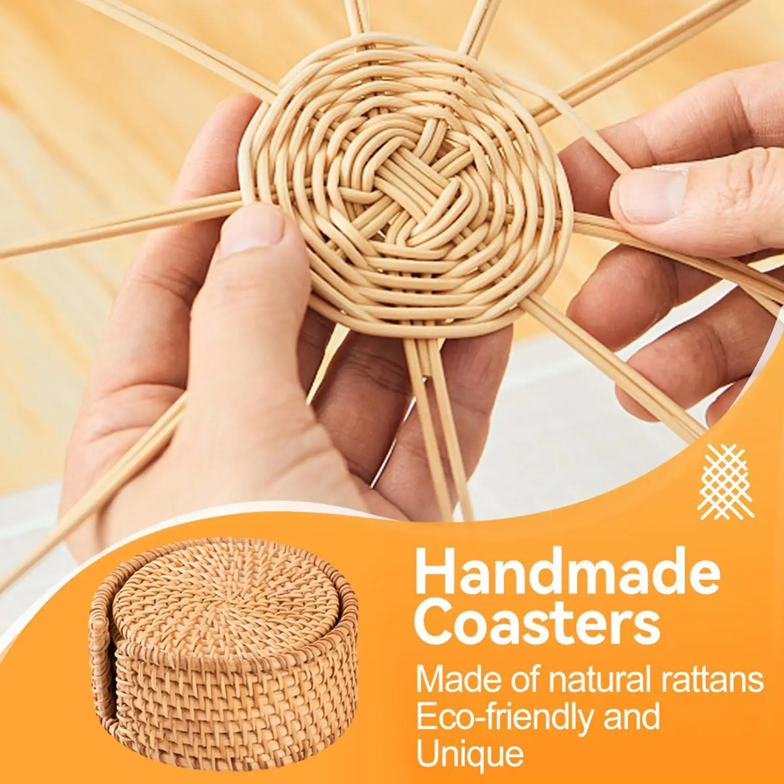 

Подставки под стаканы для напитков, 6 штук, с подставкой для хранения, круглые, в стиле бохо, для декора обеденного стола, держатели для чашек для дома, кухни, столовой