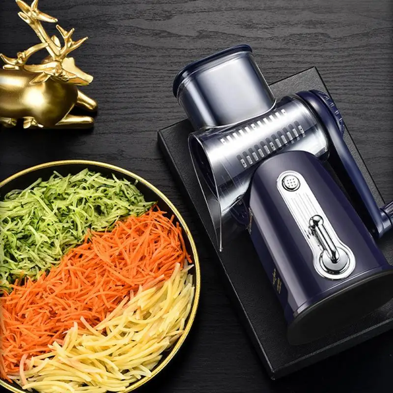 Manual Rotary Cheese Grater 5 In 1 Hand Crank Vegetable Slicer Handheld Cheese Grater Efficient Food Slicer For Fruit Carrot