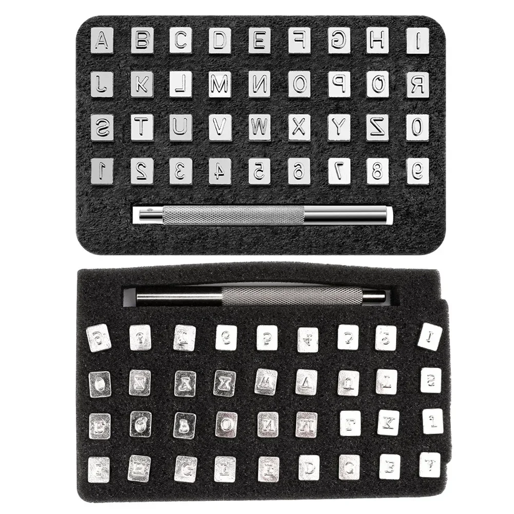 36Pcs 4.5/6.5mm Stainless Steel Alphabet Number Stamp punzoni numeri telaio punch alphabet Leathercraft Hole Punching Tools Kit