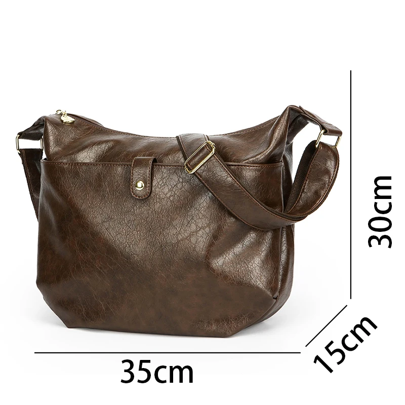 New Large Capacity Commuter Casual Slant Crossbody Bag Single Shoulder Dumpling Bag Vintage Style Crossbody Bags for Leisure Sac