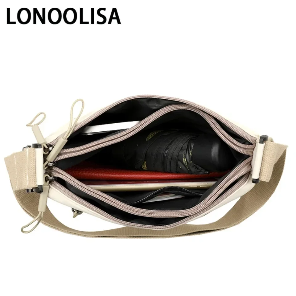 3 Main Pockets High capacity Shoulder Crossbody Bag for Women Multi-pocket Purse canvas Handbag Suitable for mothers shopping image 6