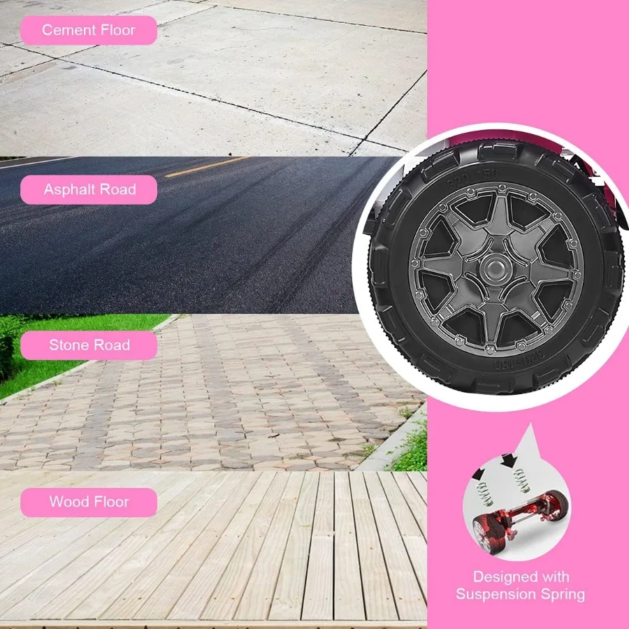 2-Sitzer-Fahrt auf LKW, 12 V, Geländewagen mit Fernbedienung, langsamer Start, Federung, LED-Leuchten, Musik, 3 Geschwindigkeiten, Teig