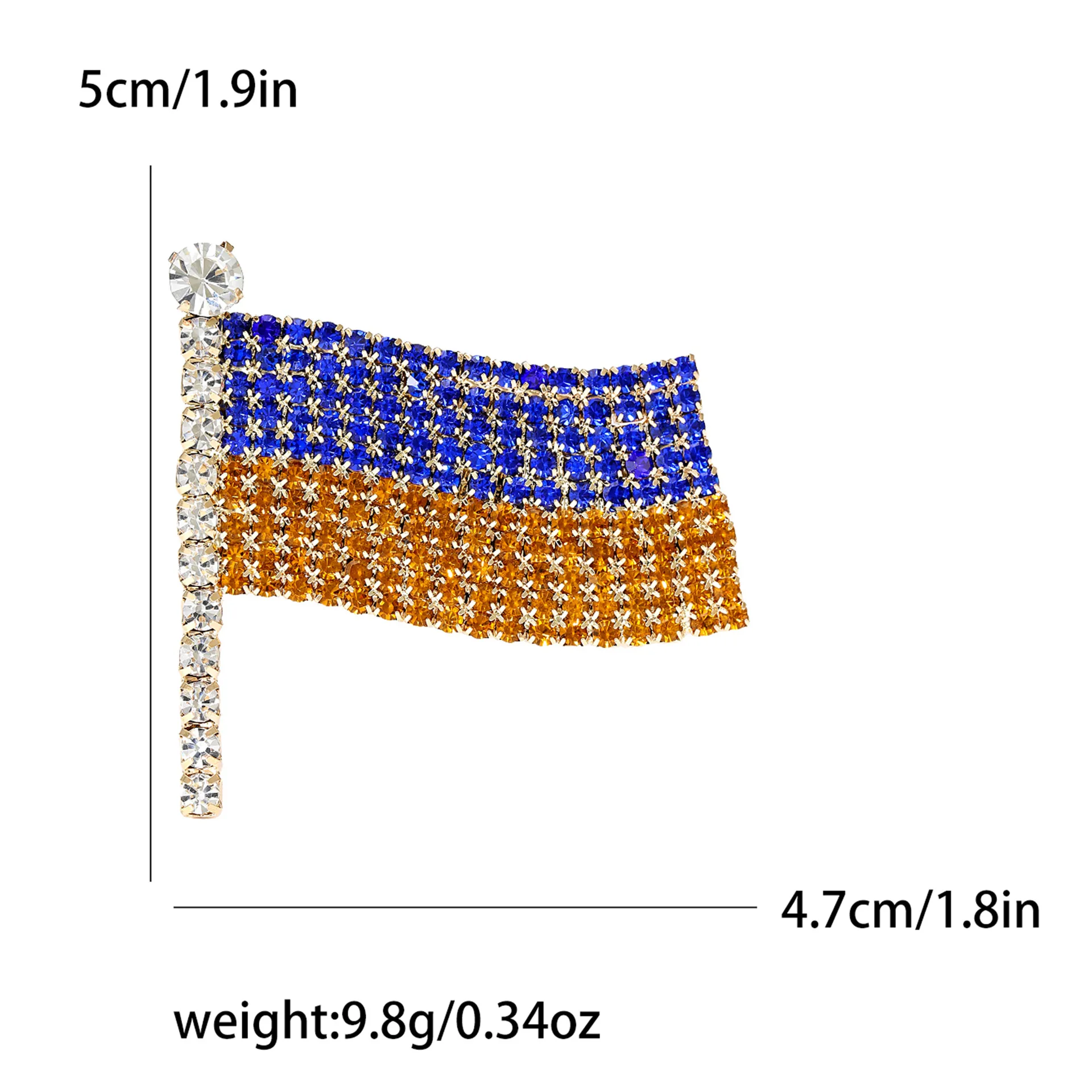 Ukraine Flag Diamond Brooch Collar Pin Cufflinks Corsages for Men's and Women's Clothing
