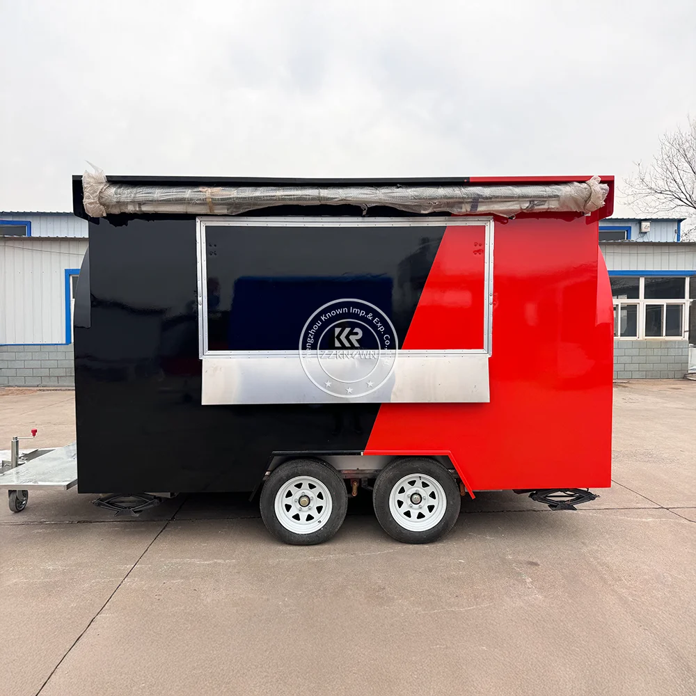 สัมปทานรถบรรทุกอาหารรถเข็นสุนัขร้อนมือถืออุปกรณ์ครบครัน Street Mobile Kitchen Catering Trailer รถพ่วงรถบรรทุกอาหาร