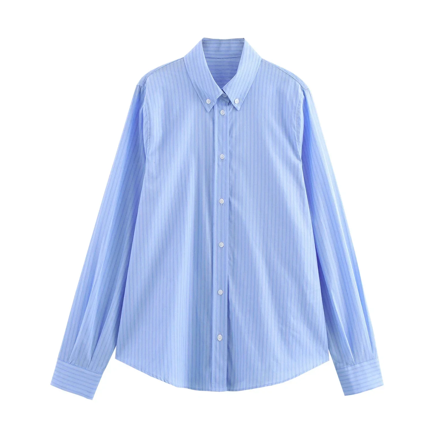 

Women Spring/summer Long Sleeve Loose Casual Striped Poplin White Top Shirts & Blouses Women Clothing Korean Popular Clothes