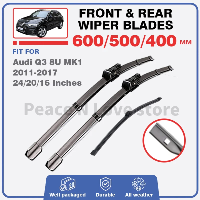 Front Rear Wiper Blades Set For Audi Q3 8U MK1 2011 - 2017 2015 3pc Windshield Windscreen Window Brushes 24