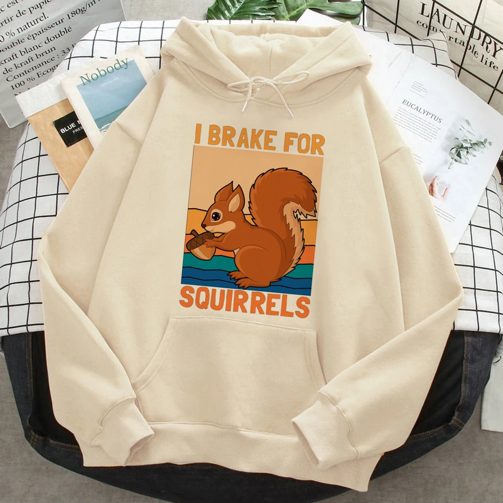 Squirrel hoodies women 2023 Fleece anime Winter  Pullover female long sleeve top Hood