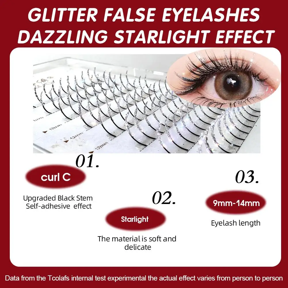 Christmas Glitter Eyelashes, Silver Rhinestone Individual Lashes for Party Makeup, 120pcs Fluffy False Eyelash Extensions