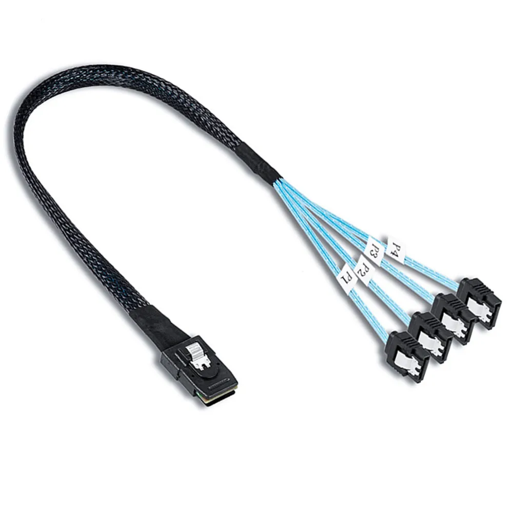 Mini SAS 36Pin (SFF-8087) Male to 4 SATA 7Pin Female Cable, Mini SAS Host/Controller to 4 SATA Target/Backplane, 0.5m 1m