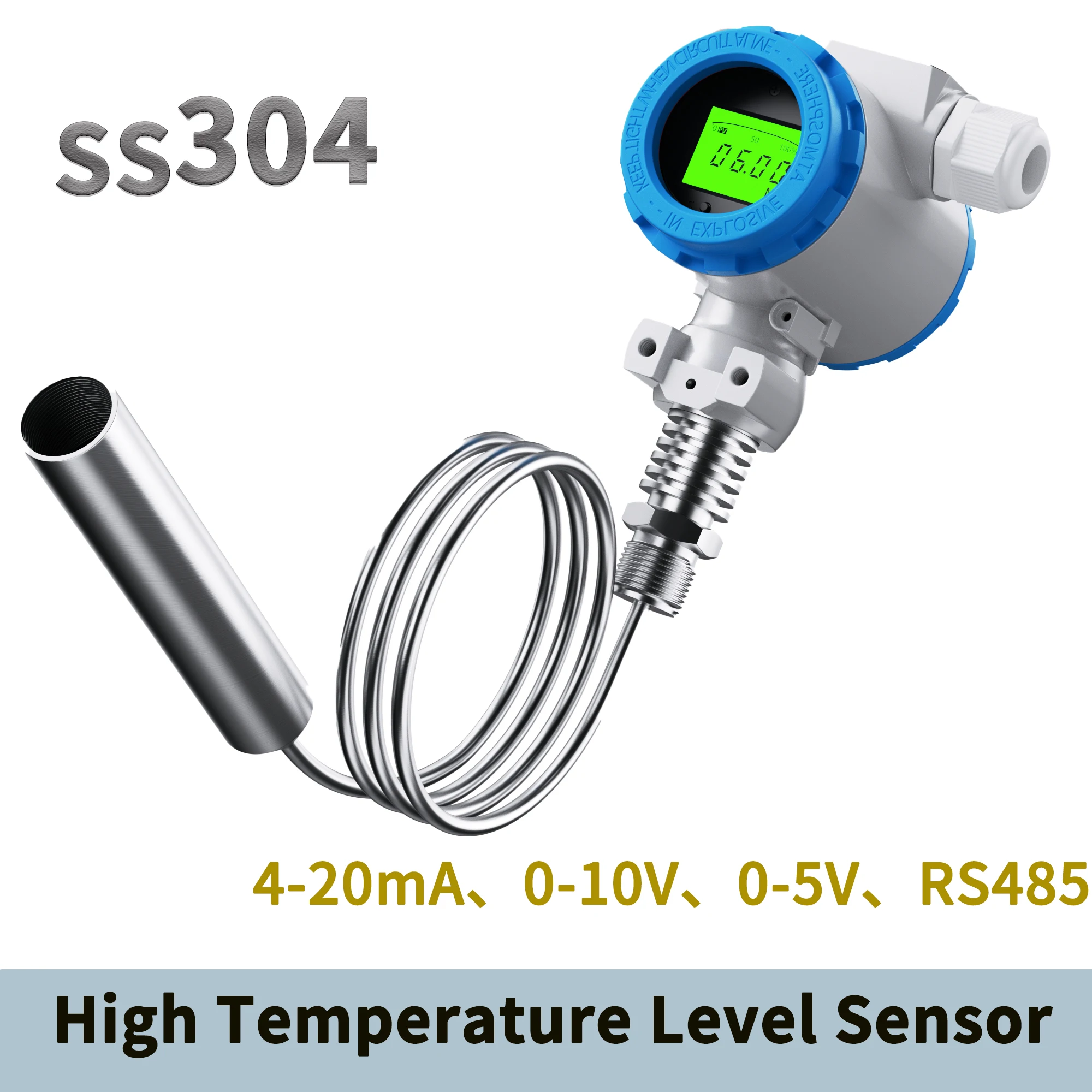 Water Level Sensor 0-5m Liquid Level Transmitter 4-20mA 0-10V 0-5V RS485 Digital Level Sensor Diesel/ Oil Tank Level Sensor