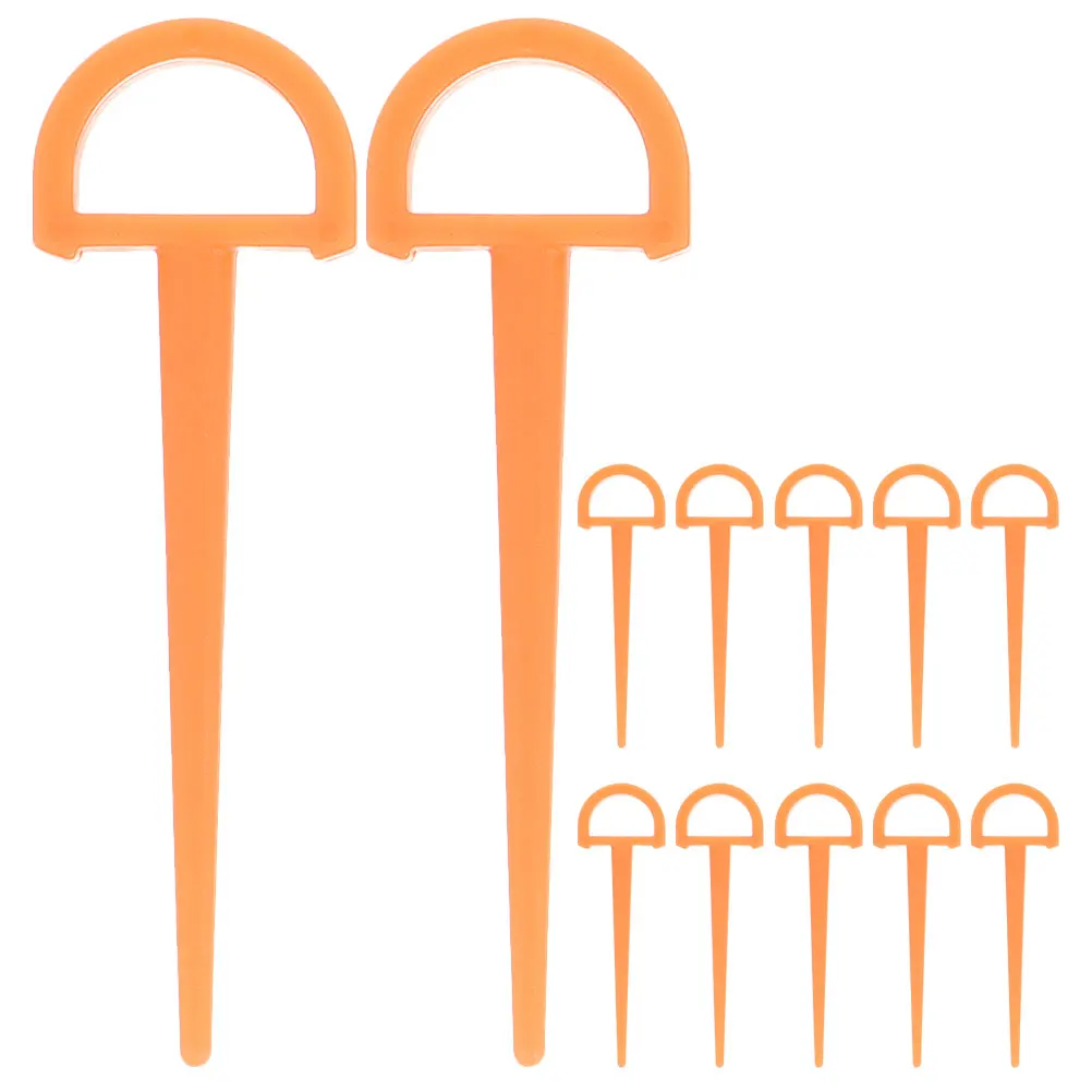 

12pcs Plastic Tent Stakes D-shaped 9cm Lightweight Heavy Duty Pegs for Camping Tarp Ground Spikes Sand Fixing Orange