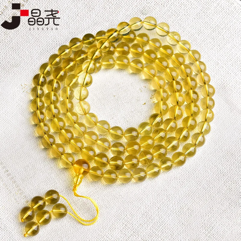 

Natural Lemon Citrine 108 Beads Lucky Business Prosperity Men's and Women'sBracelet Jewelry