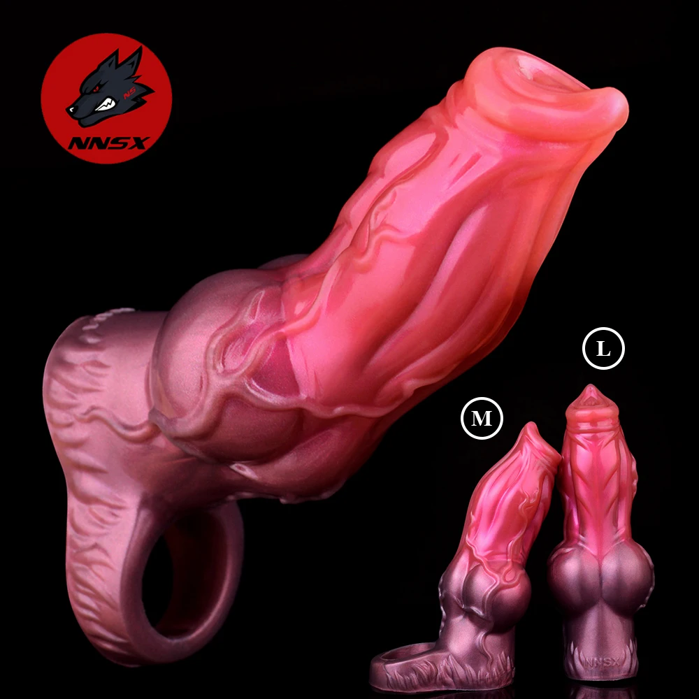 

NNSX Silicone Enlarges Penis Enlargement Sleeve Dick Extender Cock Ring Anal Sex Toys with Knot for Men Dildos Delay Ejaculation