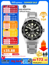 San Martin 62mas Diver Orologio 39mm Classico NH35 Uomo Orologi meccanici automatici Zaffiro Impermeabile 200m SLN C3 Luminoso SN0007