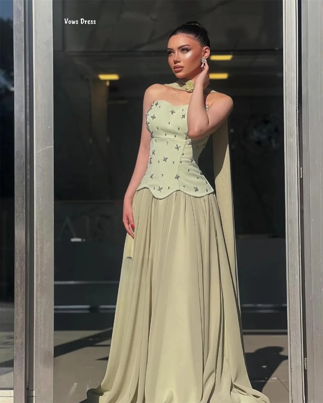 2025년 여성용 이브닝 드레스, 튜브탑 맞춤 제작 파티 드레스, 특별한 날을 위한 비즈 자수 우아한 가운, Vows Line A