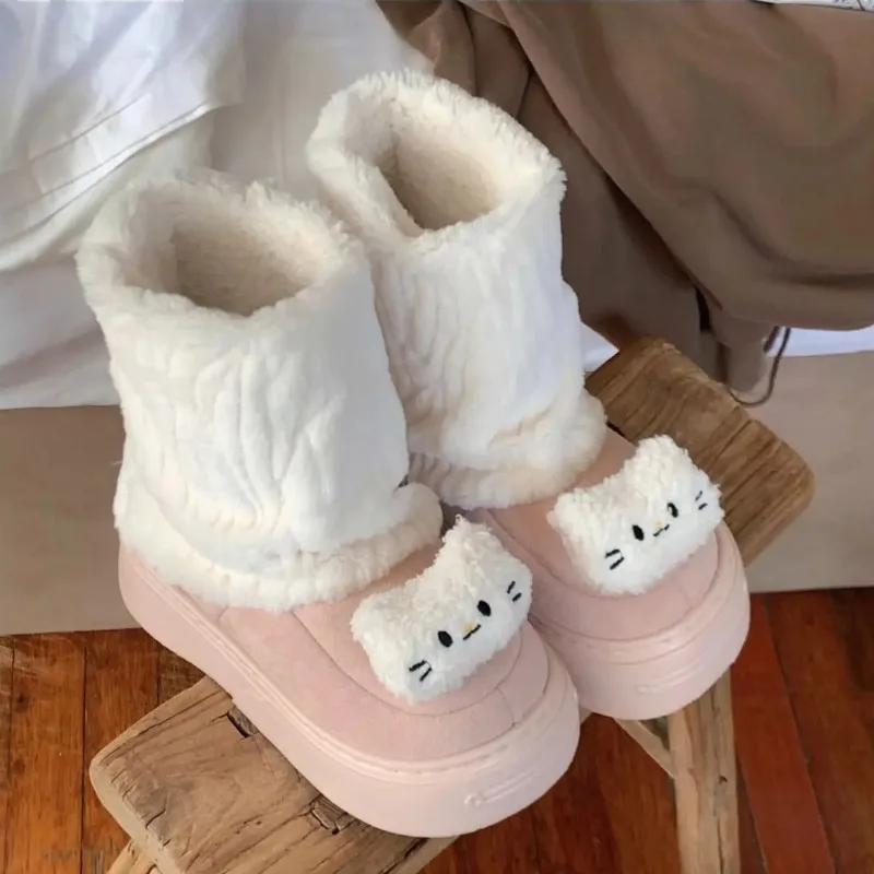 

Winter Platform Snow Boots for Women Fashion Designer Thicken Plush Cotton Shoes for Women Comfortable Warm Ankle Booties Botas