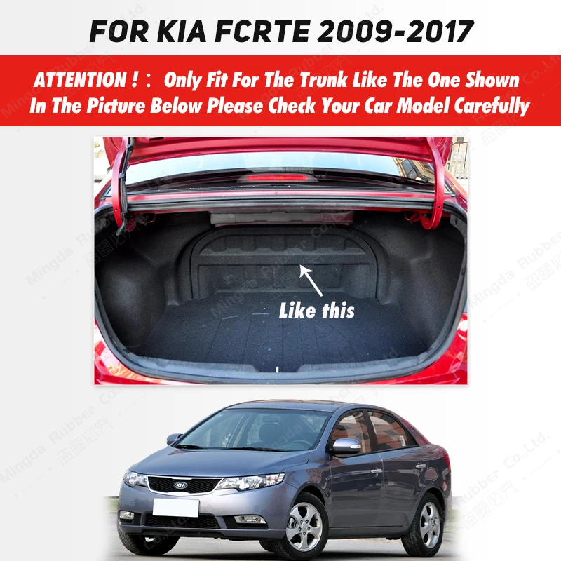 Auto Full Coverage Trunk Mat For Kia Fcrte 2009-2017 16 15 14 13 12 11 10 Car Boot Cover Pad Interior Protector Accessories