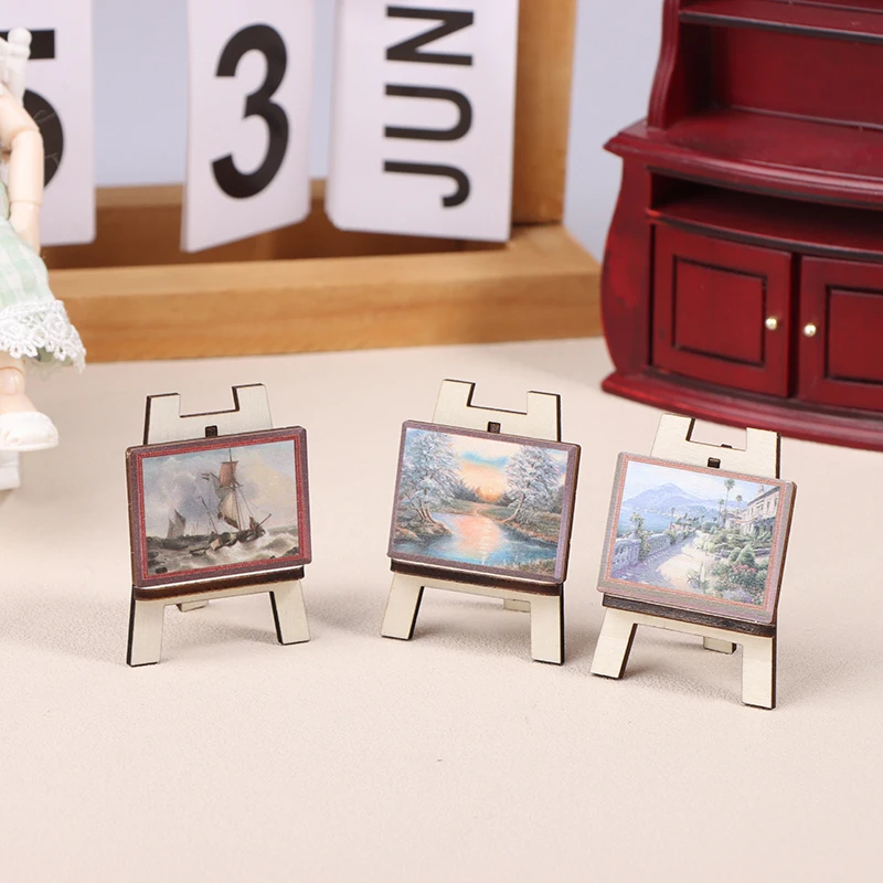 1:12 Dollhouse Miniature Oil Painting Drawing Board Model Set Toy Accessories Dollhouse Decor