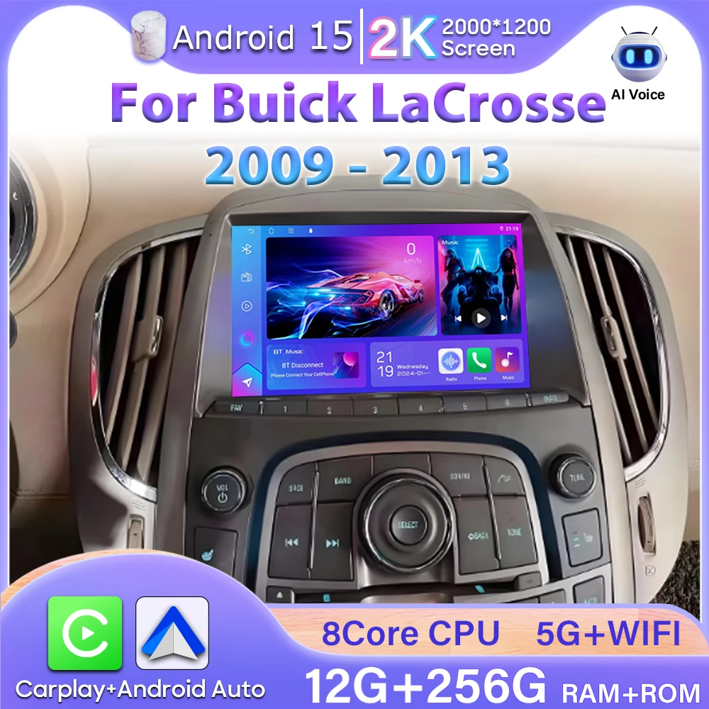 

Android Auto GPS-навигация для Buick LaCrosse 2009-2013 DVD Carplay Автомобильный радиоприемник Видеоэкран Автомобильный монитор Дисплей GPS BT Без 2din