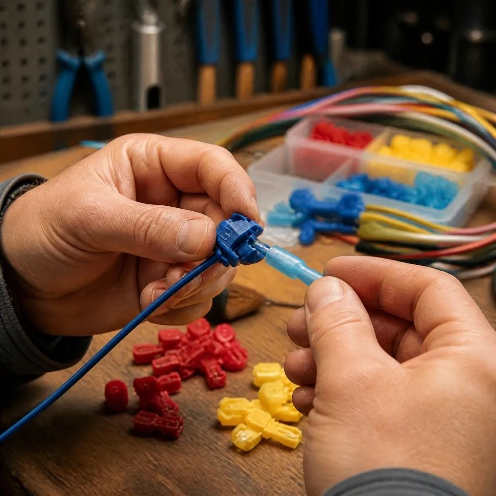 60 Pcs Red Blue Yellow T-Tap Wire Connectors Fully Insulated T Shape Quick Splice Connectors Insulated Spade Terminals