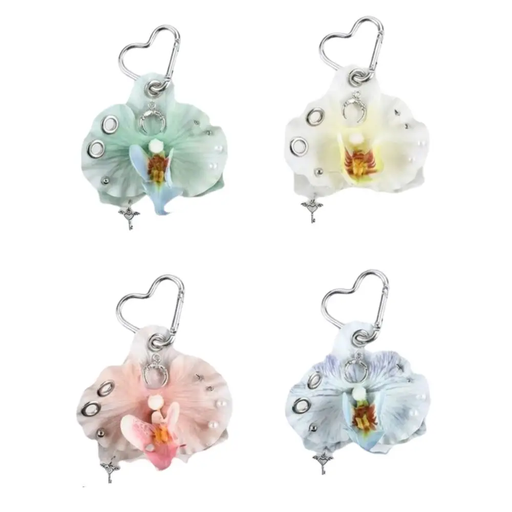 Simulation Flower Orchid Lily Keychain Colorful Backpack Decoration Simulation Flower Keyring Gifts Butterfly Orchid Keychain
