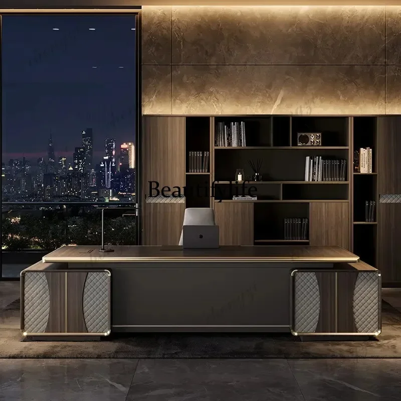 D178 0776 Luxury boss table file cabinet Computer desk office desks and workstations Tables pliante study Room desks Office Furn