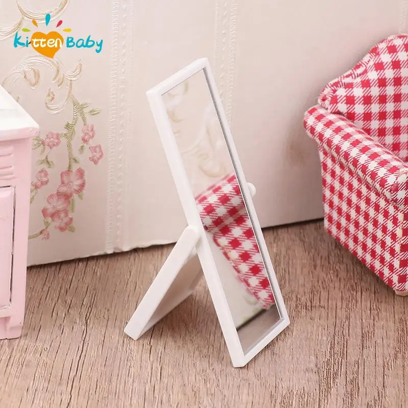 Miniature Items Dollhous Mini Makeup Mirror Model Nordic Style Simulation Hair Suit Full Length Mirror Doll House Accessories