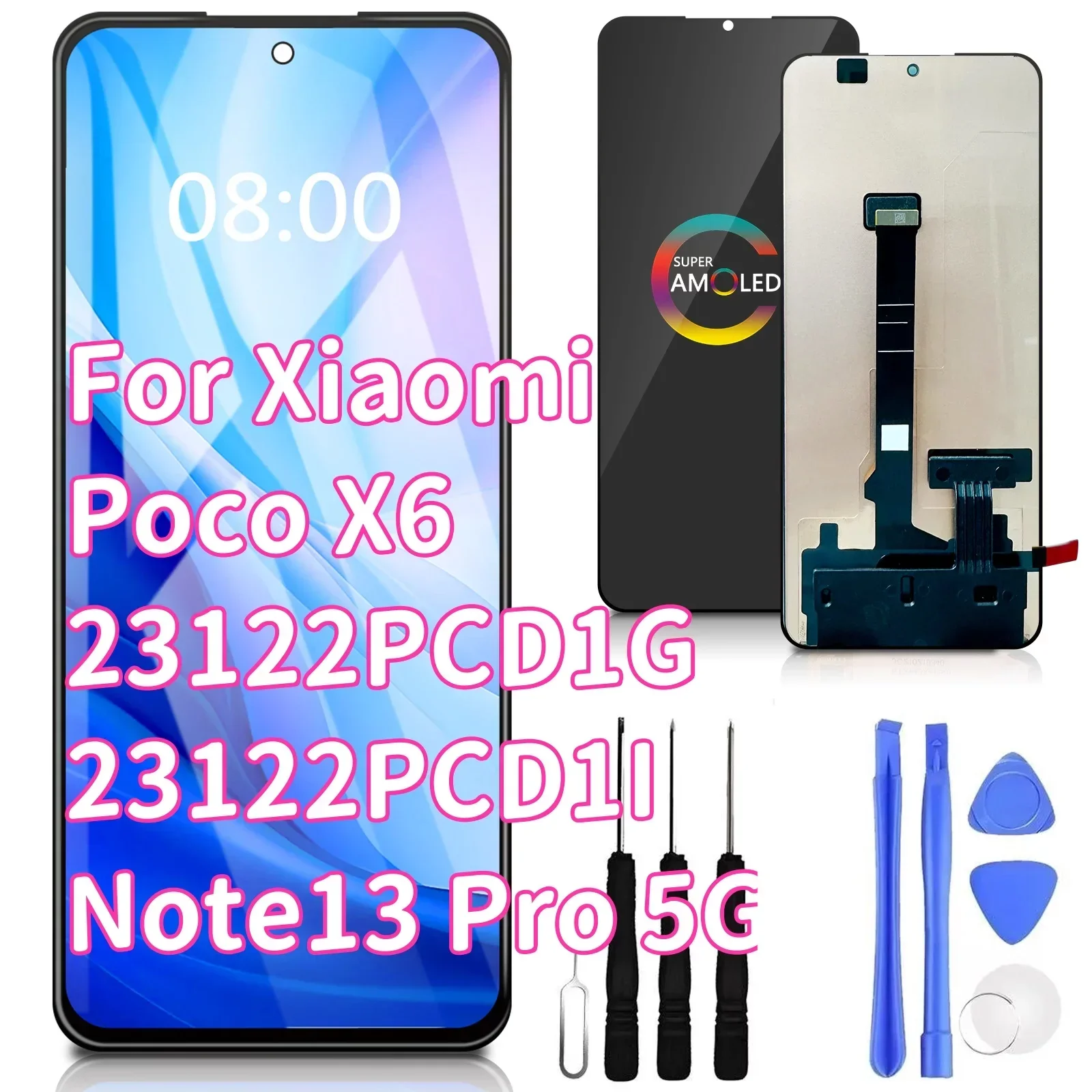 

6.67"For Xiaomi Poco X6 23122PCD1G 23122PCD1I LCD Note13 Pro 5G 2312DRA50C 2312CRAD3C Display Touch Screen Digitizer Replacement