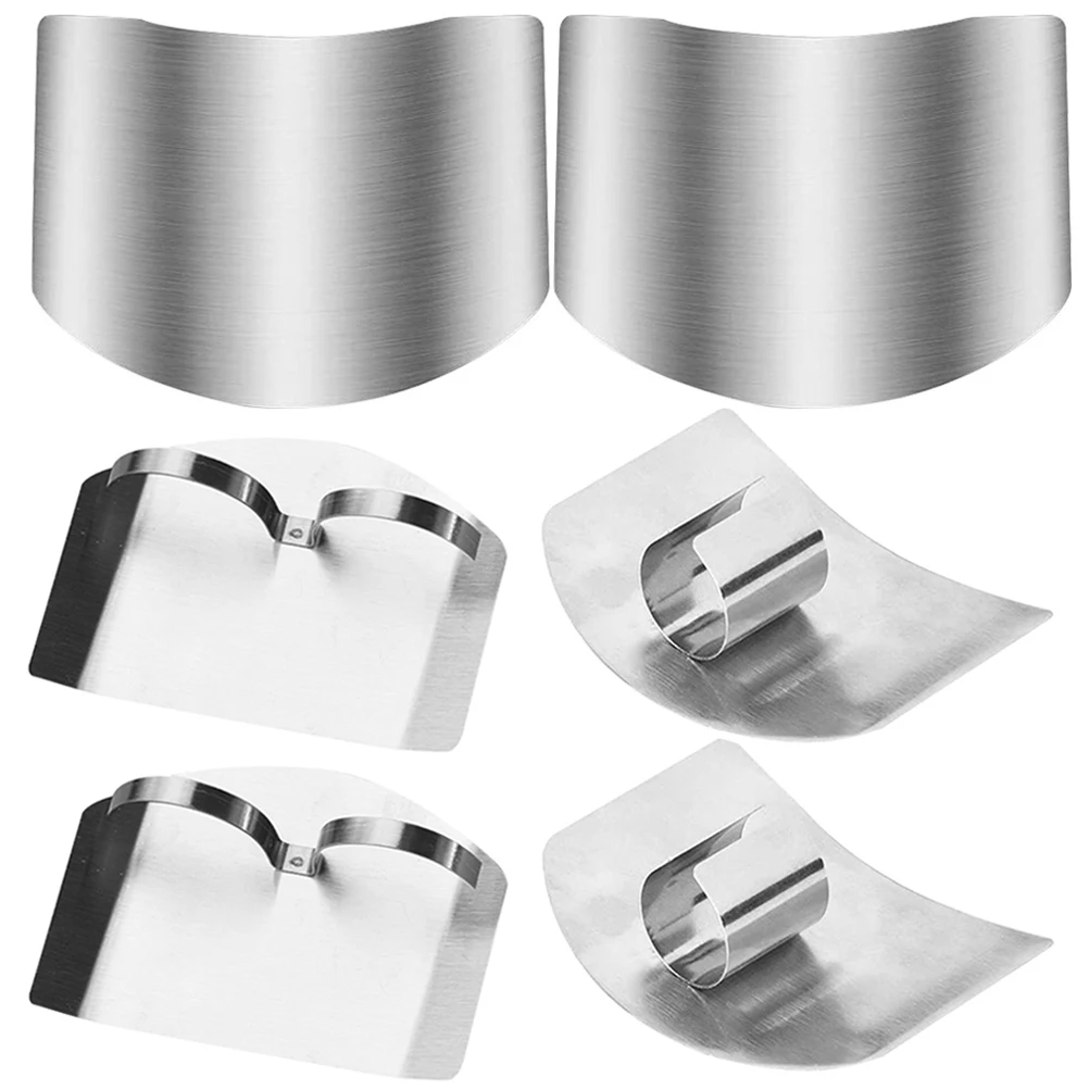 

6 Pcs Finger Protectors Stainless Steel Anti Rust Kitchen Tool Onion Cutting Guard Fits Most Fingers Safe Cooking Chef Housewife