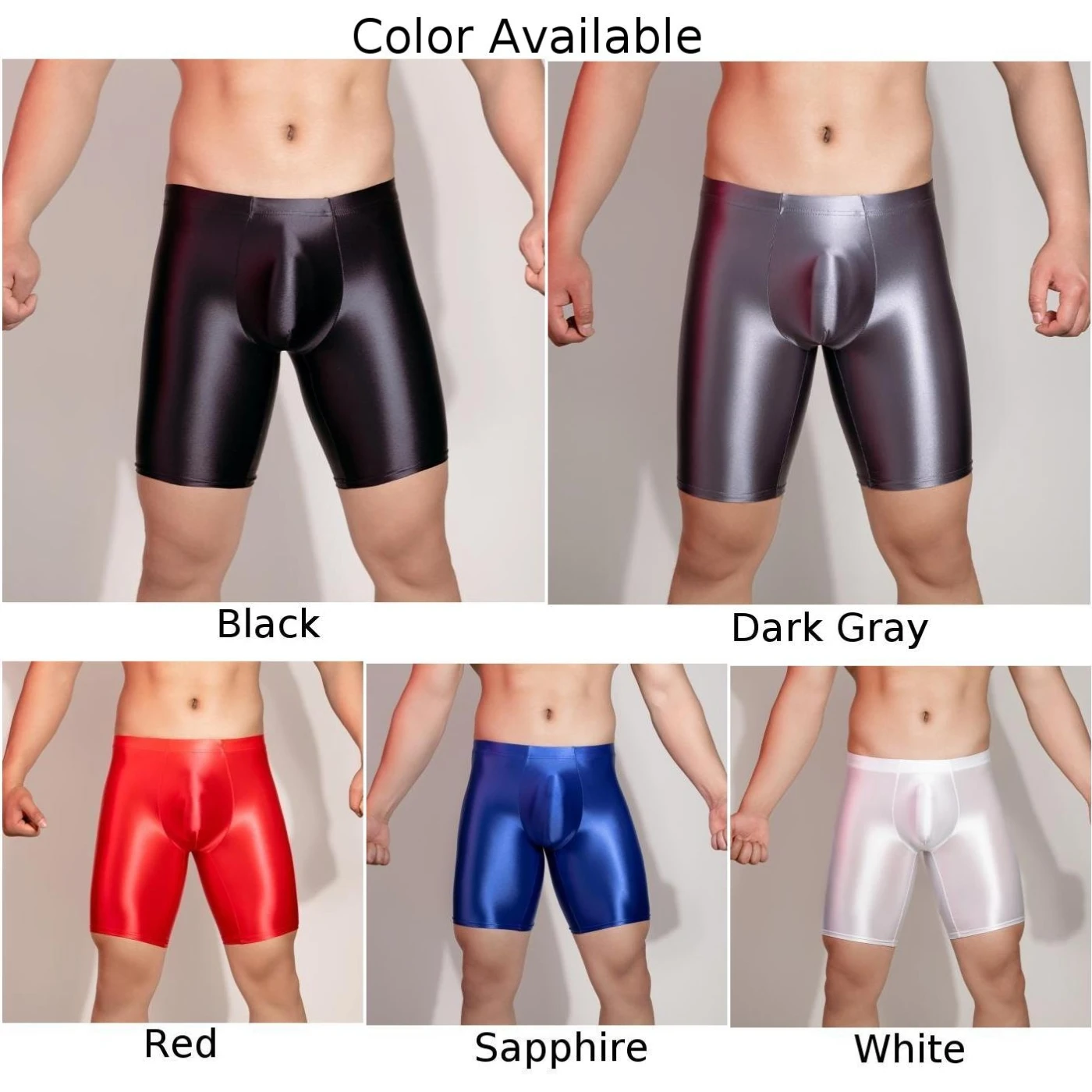 Boxer Briefs Glossy Leggings Men Sports Gym Shorts Red Sexy Style Solid Color Nylon Fabric Quick Dry Brand New