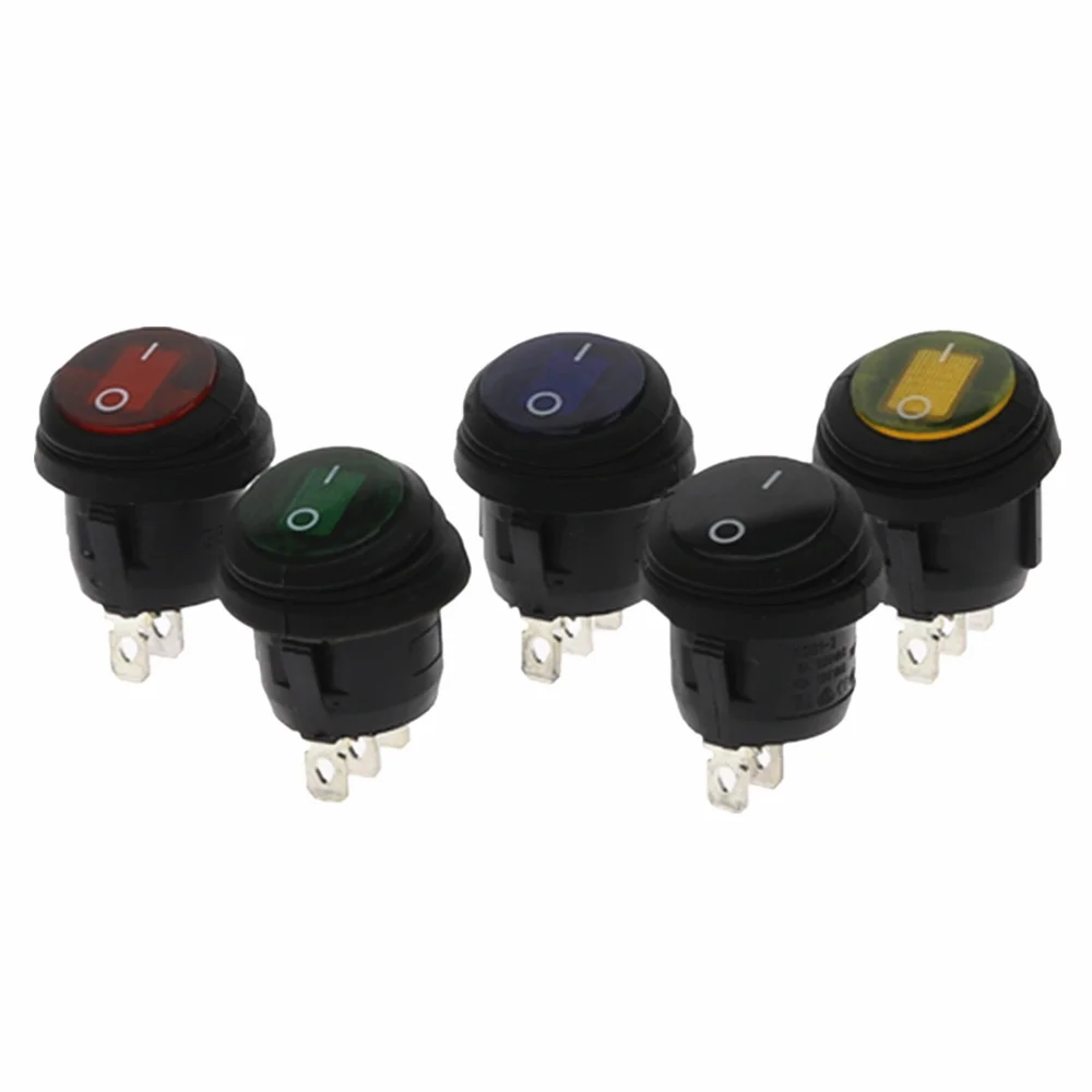 

1Pcs KCD1 2/3 Pins ON/OFF SPST Rocker Switch Waterproof Car LED Light Round Red 12V/220V