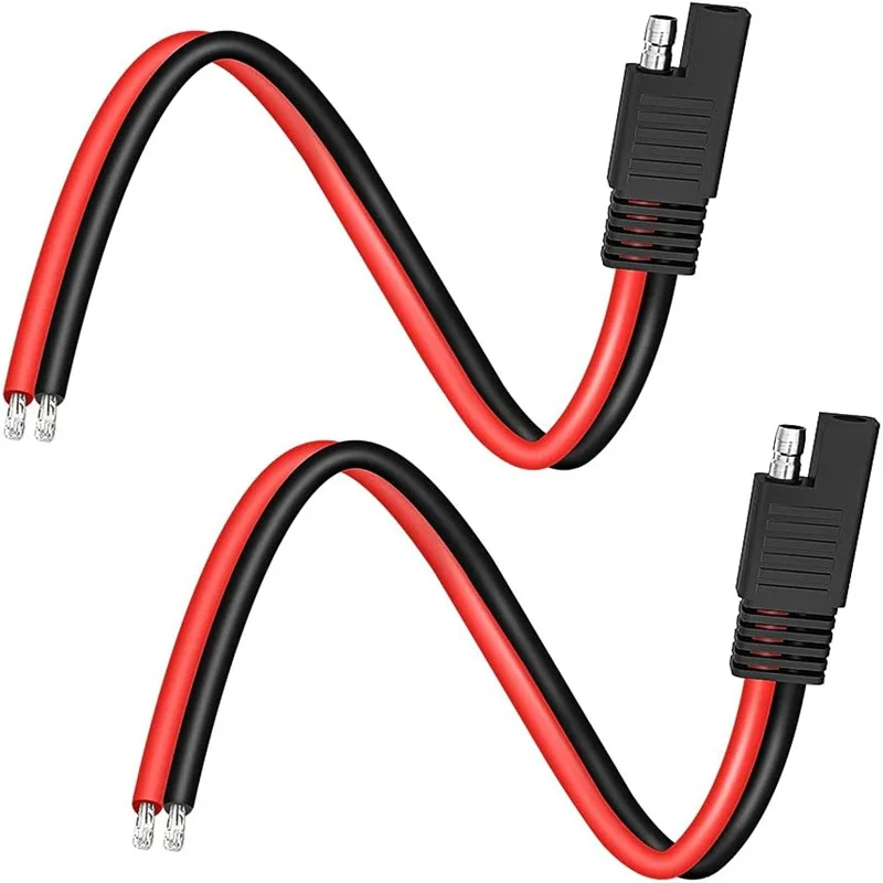 2×16AWG SAE Plug to Stripped Tinned End Extension Wire, Open-end Custom Wiring Accessories for Self-assembled Solar Battery Pack