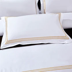 2pcs/set 55*85cm 2pcs Luxury Cure Cotton Embroidery 5 Stars Hotel Supplies Pillowcase Pillow Cover White Encryption Pillow Case