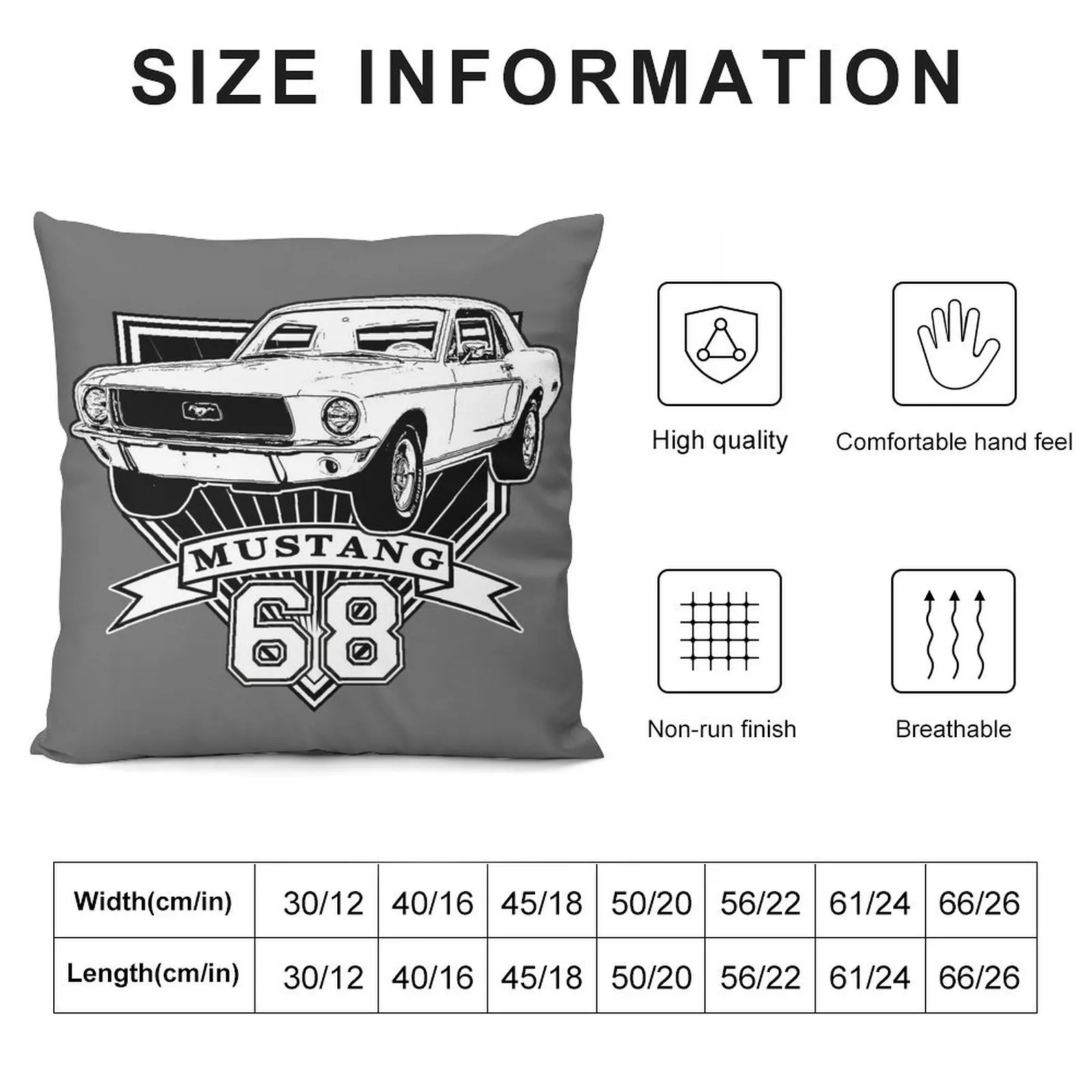 68 Mustang Coupe Throw Pillow Luxury Living Room Decorative Cushions Sofa Decorative Covers Pillowcases Christmas Covers pillow