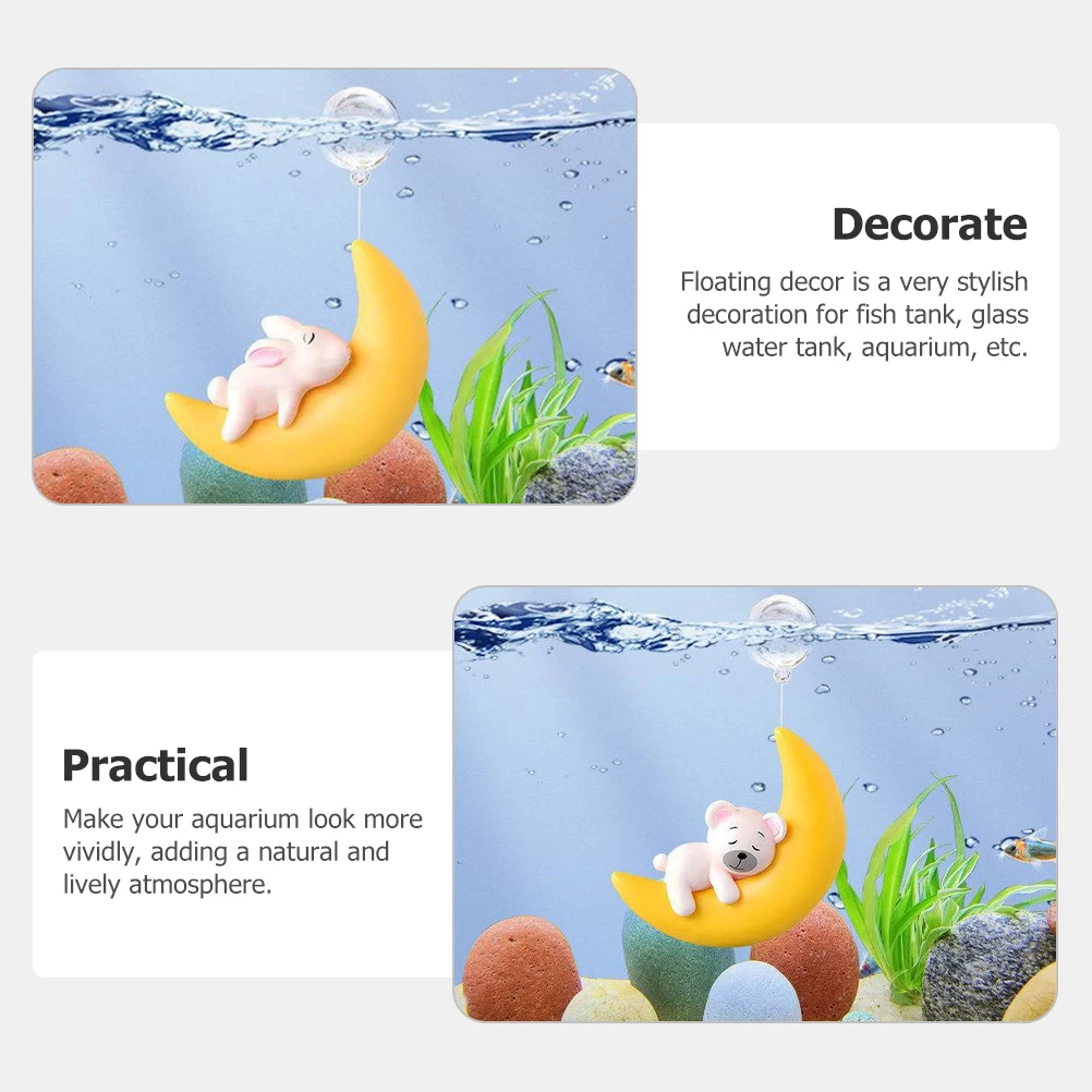 

2Pcs Moon Bear Decorations Floating Resin naments Fish Tank Aquarium Supplies Vivid Design Lightweight Glass Water Tank Crafts