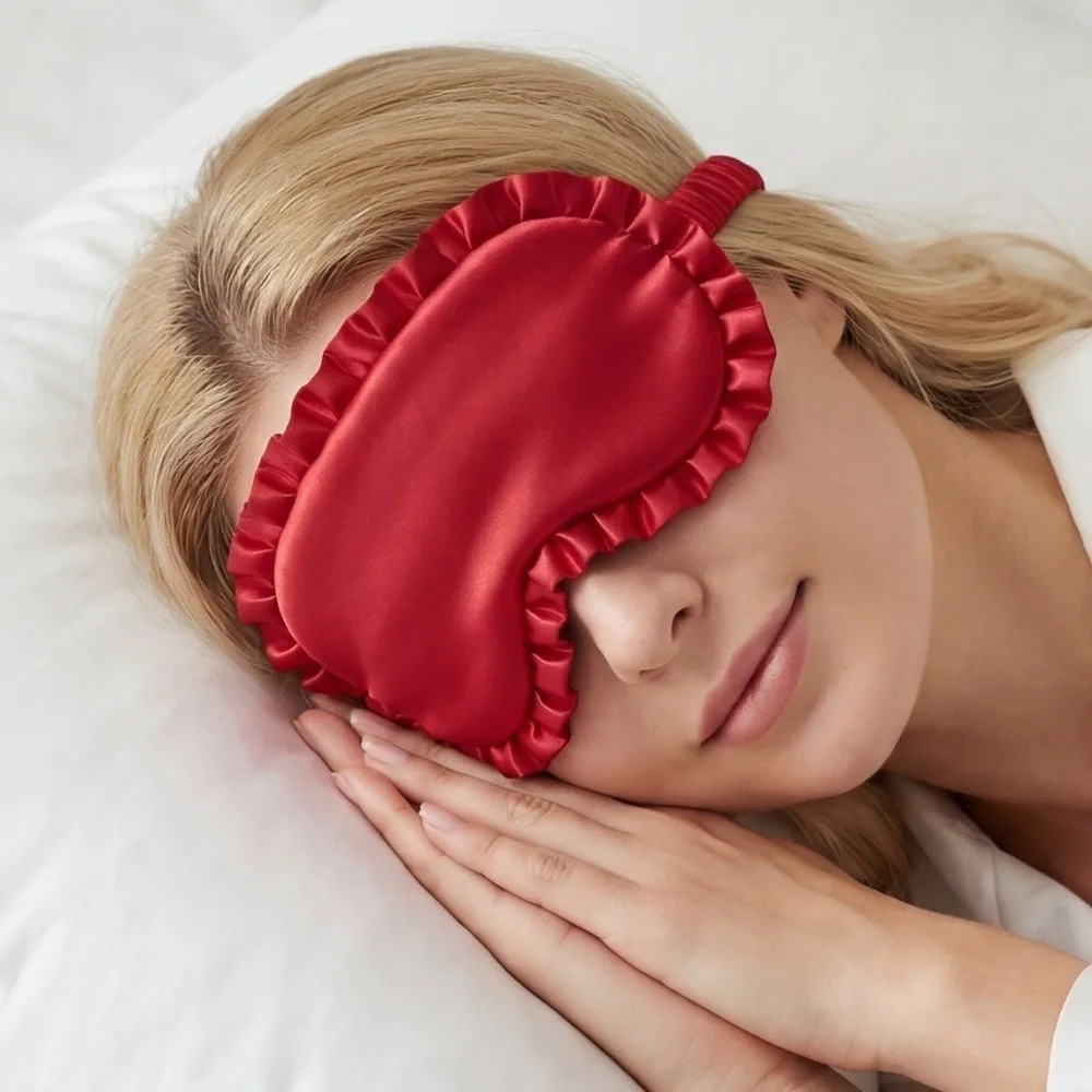 

Silk Material Silk Ruffle Sleep Eye Mask Soft Texture Ruffle Design Eye Protection Mask Multicolor Breathable