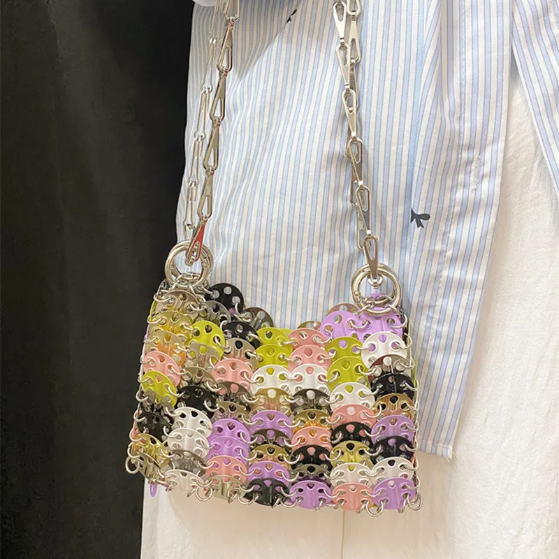 

Luxury Designer Bags Handbag Women Aesthetic Women's Bag Hand Splicing Metal Gold Silver Tote Bag Wedding Party Shoulder Bag