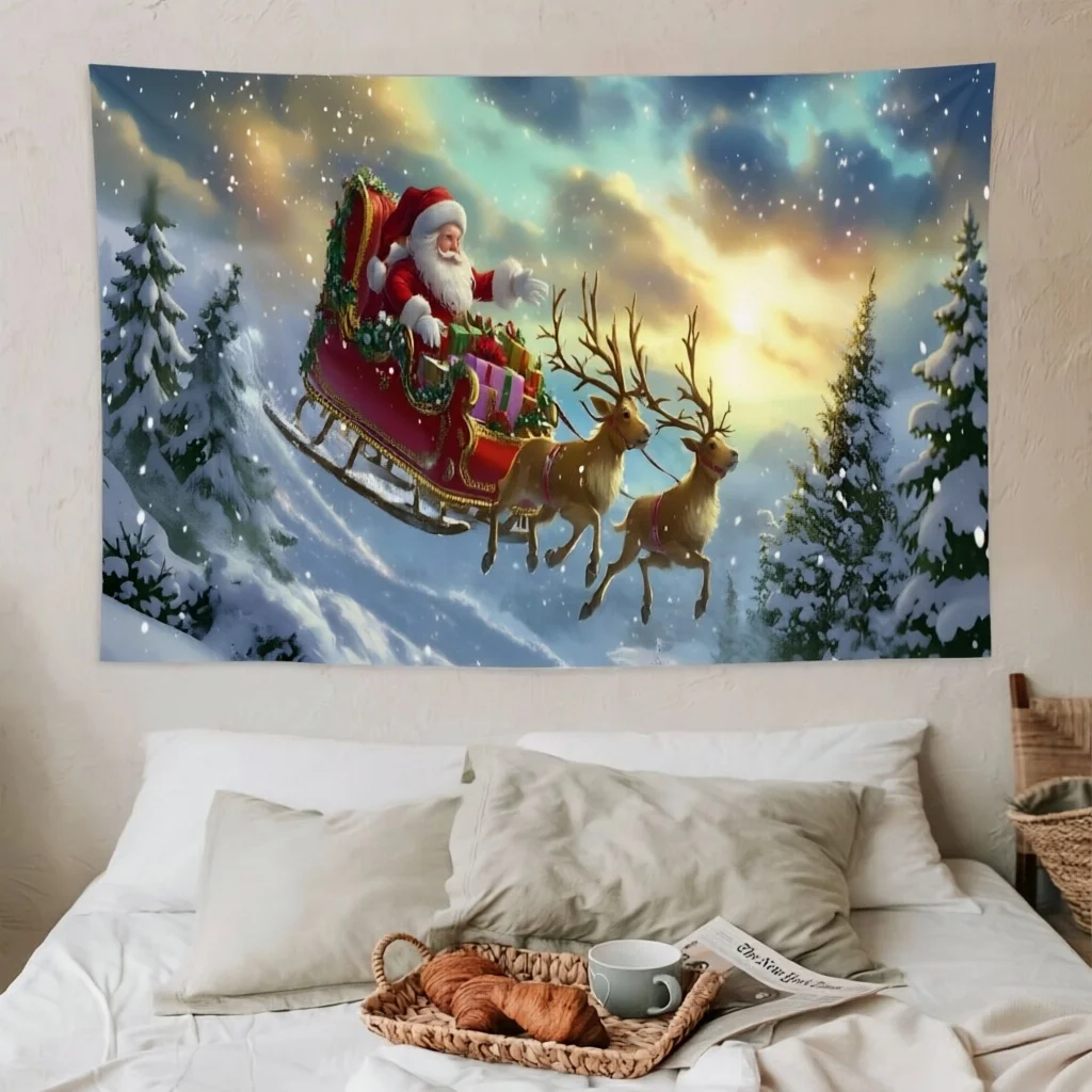 Large Polyester Holiday Angel Tapestry, Easy‑to‑Hang Festive Decor No Power Needed for Home Warehouse Outdoor Xmas Decoration