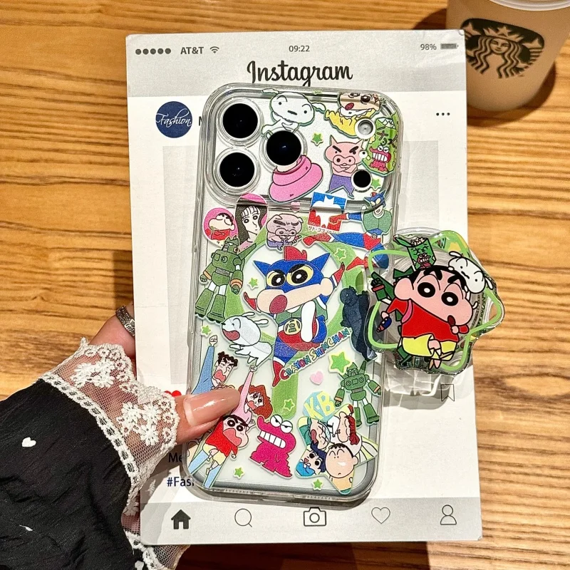 

Cute Crayon Shin-chan Superman robot Magsafe Wireless Charge Case For iPhone 11 12 13 14 15 16 17 Pro Max Plus Magnetic Stand