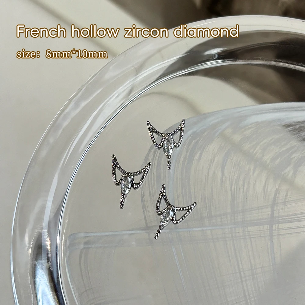 KANIU 1 Stück Ausgehöhlte Nagel-Diamant-Charms Luxuriöse Schmetterlings-Ketten-Nagel-Zirkonia-Quasten-Legierungs-Charms für lange Nagelkunst-Designs – Detail 6