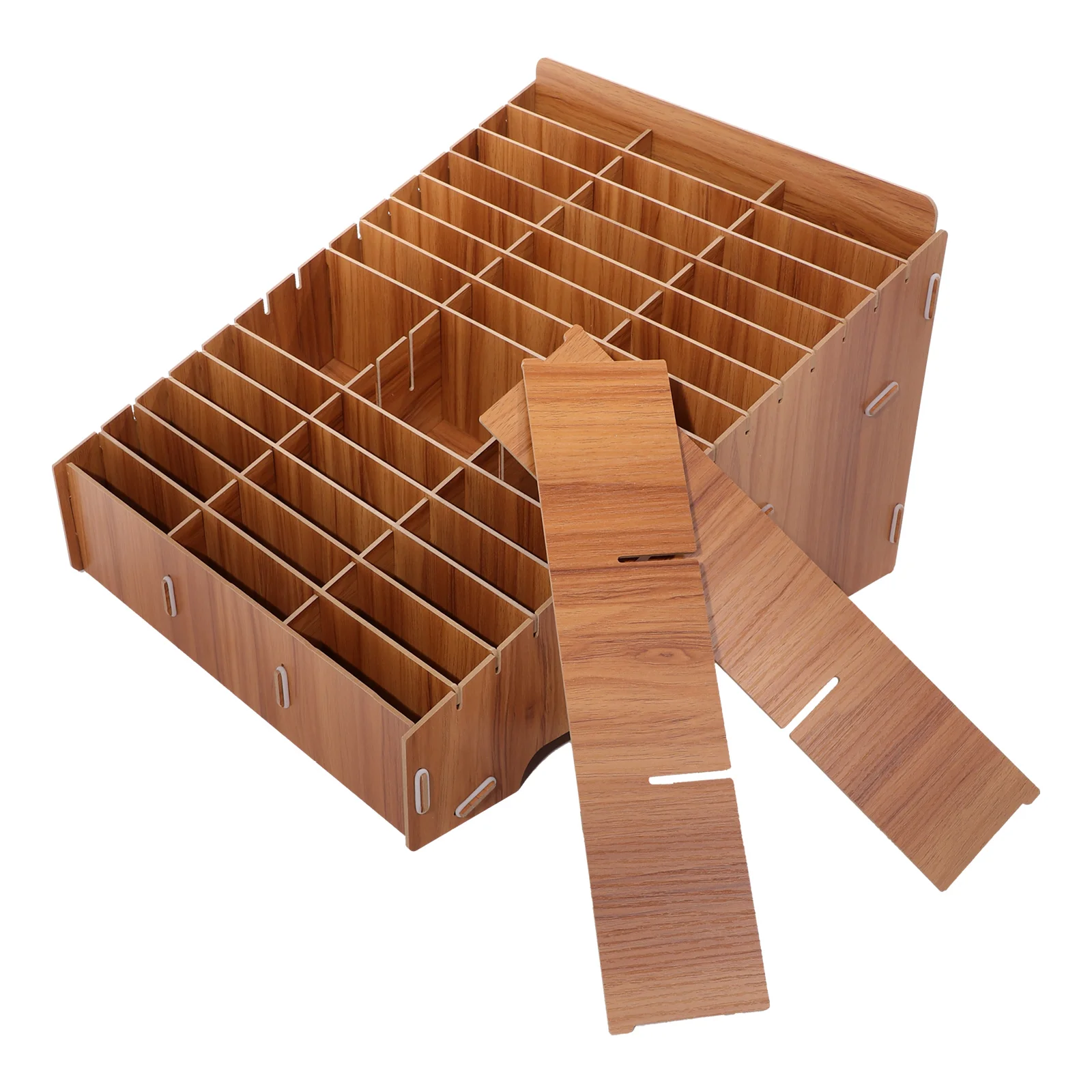 

Phone Holder Desktop 3 Grids Storage Box Cellphone Organizer For Classroom Meeting Room Wood Multi-Grid Display Container Office