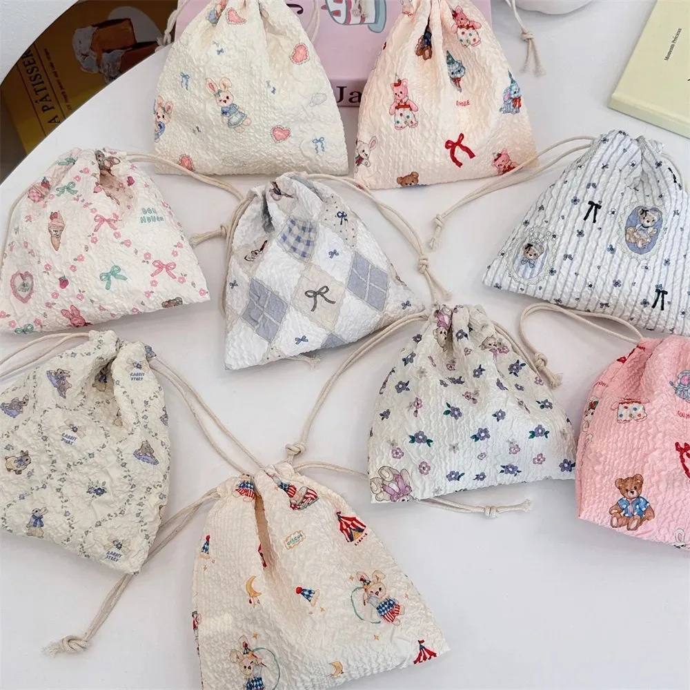 Cartoon Drawstring Cosmetic Bags Storage Pouch Kawaii Animal Portable Soft Makeup Organizer Woman Travel Toiletry Carry Cases