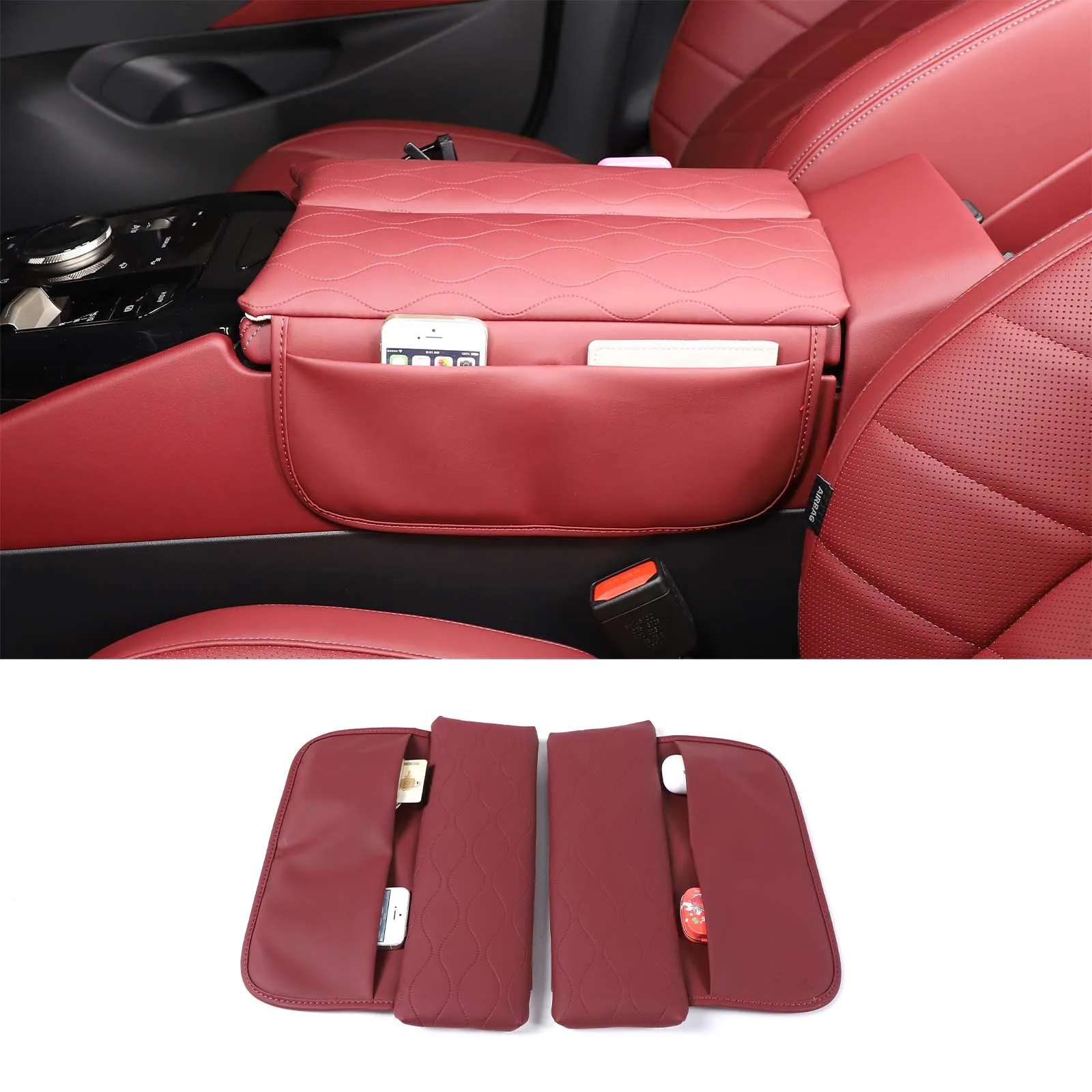 

Car Center Armrest Cover For BMW 5 Series I5 G60 2024+ Leather Pad Protector with Phone Storage Bag Anti-Scratch Accessories