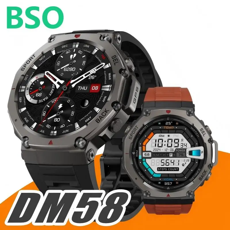 

DM58 Outdoor Sports Smart Watch GPS 6-Satellites Precision Position 1.43 Inch AMOLED Screen 5ATM Waterproof BT Calls Smartwatch