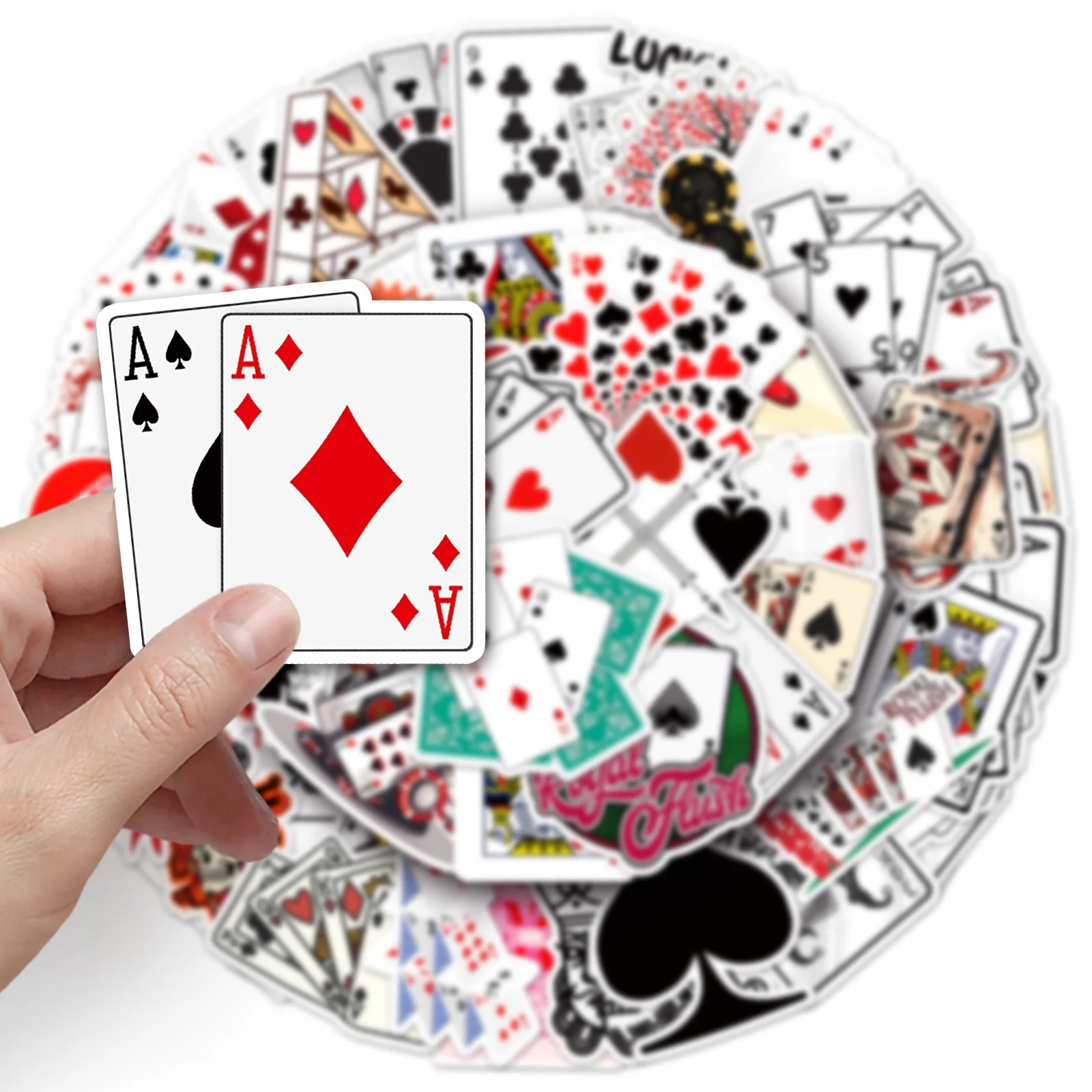 50PCS Cool Playing Card Game Stickers DIY Decoration Motorcycle Phone Notebook Fridge Suitcase Car Waterproof Graffiti Toy
