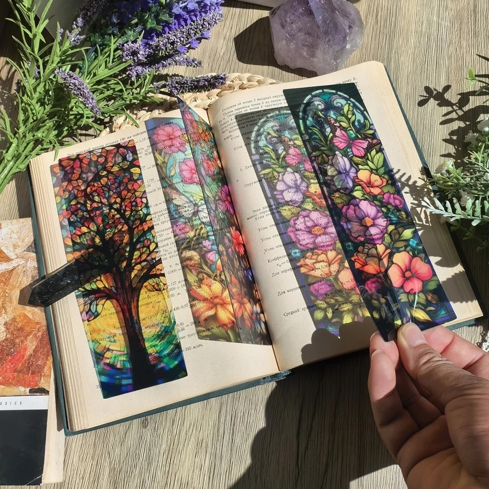 Translucent Stained Window Bookmark Light Flow Shadow Dreamy Pattern Sun Catcher Ornament Hand Account Decoration