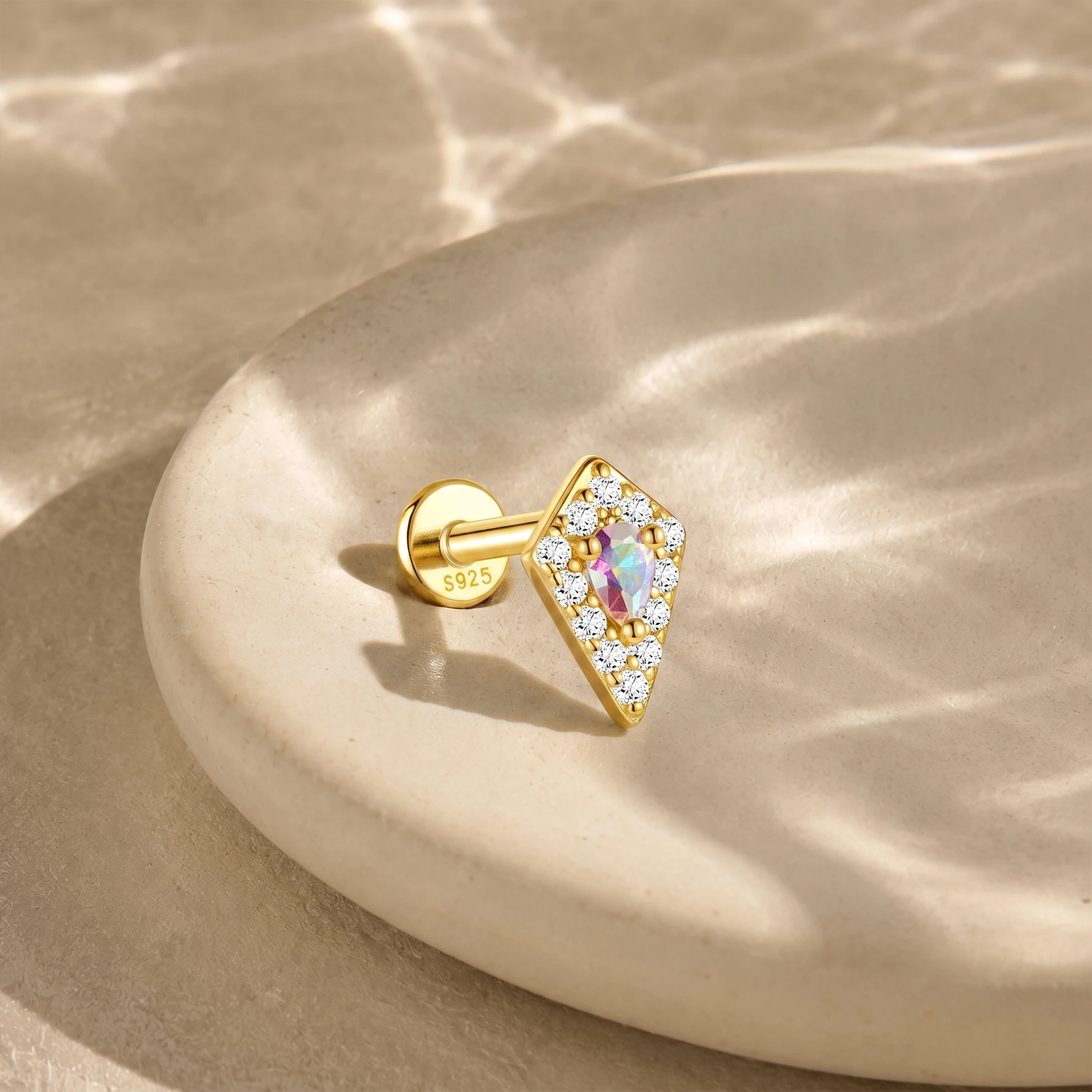 AIDE 925 Sterling Silver Butterfly/Crown CA Zircon For Women Cartilage Helix Kite Stone Piercing Earring Dainty Birthday Gifts