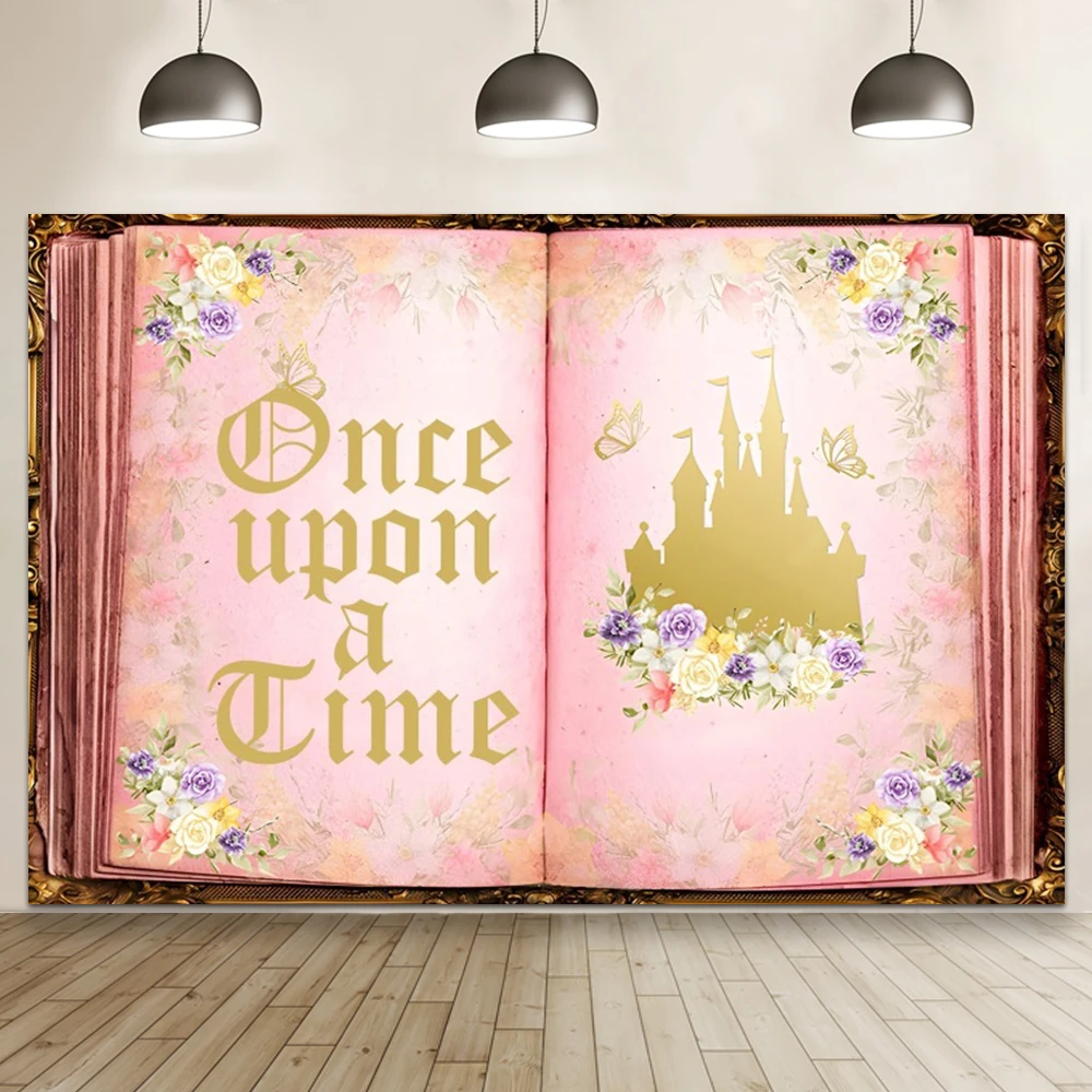 Children\'s Castle Photography Background Princess Cake Table Photo Decoration Fairy Tale Book Girl Birthday Baby Shower Props