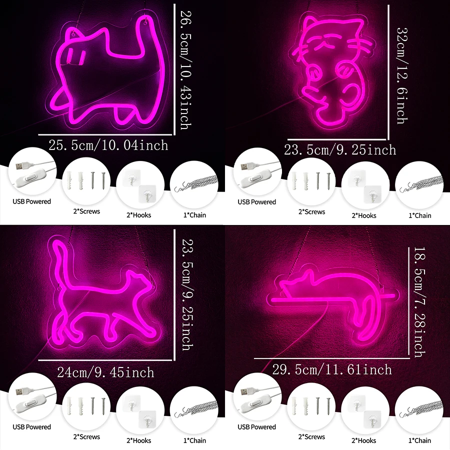 Cat Series Neon Sign For Wall Decor,Led Neon Light For Bedroom,Living Room,Game Room,Pet Store,Wedding,Party,Gift For Friends